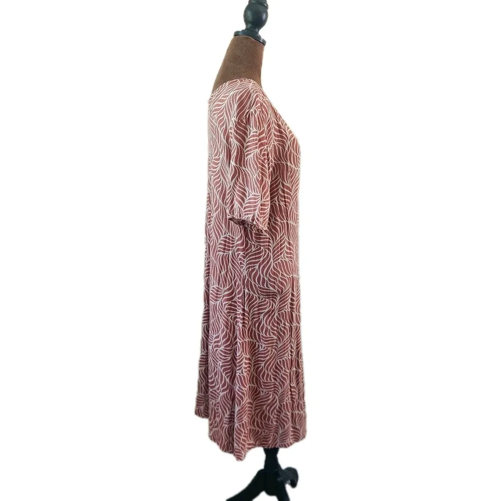 LC Waikiki Grace Dress Size‎ 40 US 8 Crinkle Casual Orange Tropical Lightweight